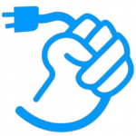 Hand Holding Power Cable Blue